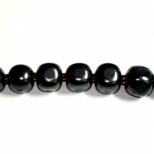 Shungite necklace "Tumbled Cube" with gold glass beads. Shungite Bracelets & Necklaces.